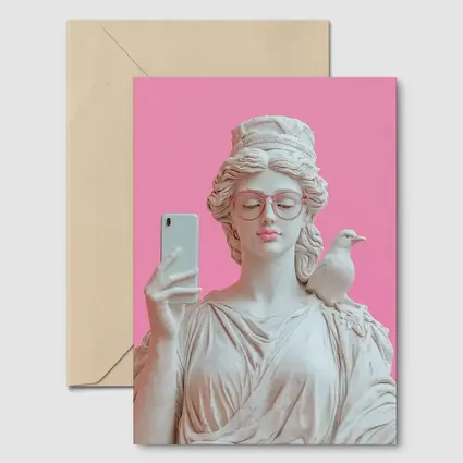 Greek Goddess Selfie Pink Pop Art