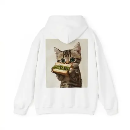 Tabby Kitten Eating Sandwich Beige Background
