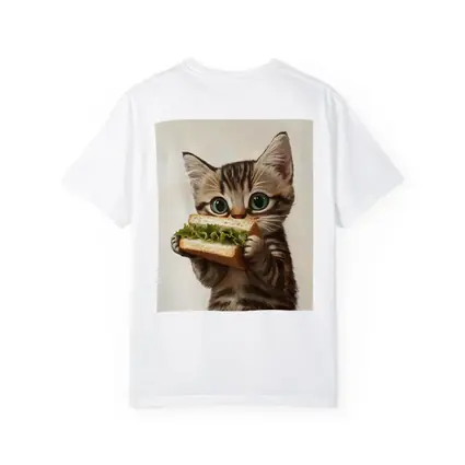 Tabby Kitten Eating Sandwich Beige Background