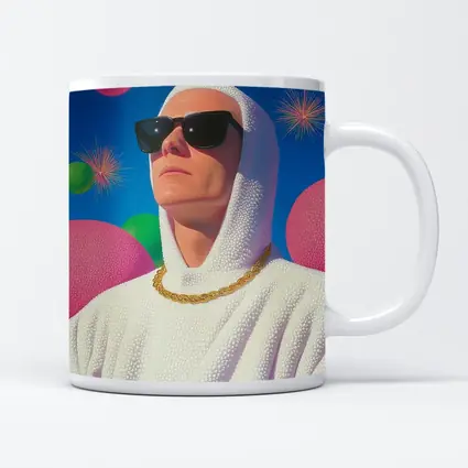 Man in White Hood Sunglasses Surreal Pop Art