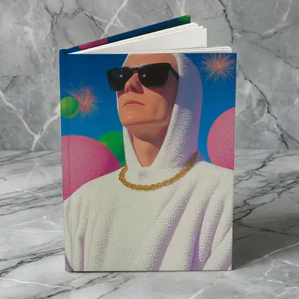 Man in White Hood Sunglasses Surreal Pop Art