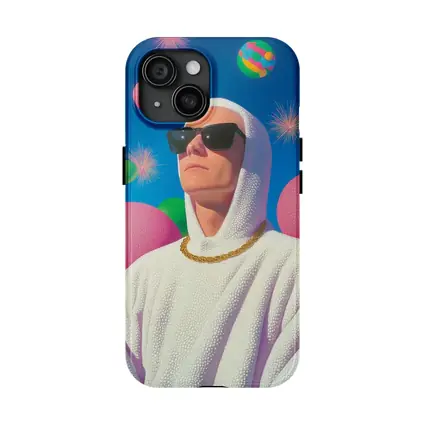 Man in White Hood Sunglasses Surreal Pop Art