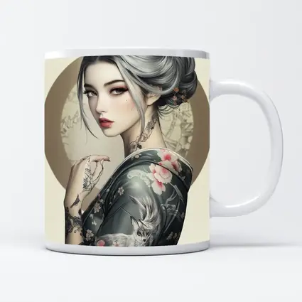 Japanese Geisha Woman With Fox Tattoo Art