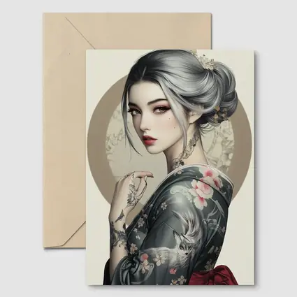 Japanese Geisha Woman With Fox Tattoo Art