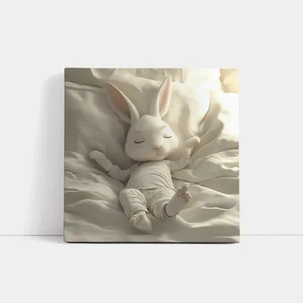 Sleeping Baby Bunny Cozy White Bedding