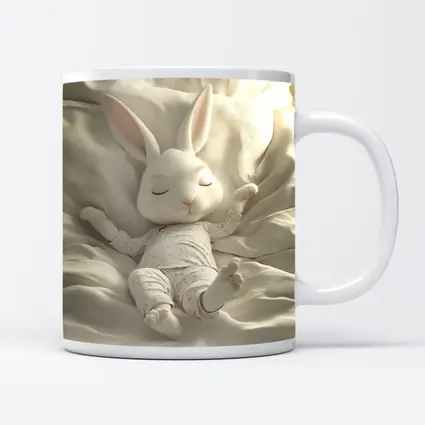 Sleeping Baby Bunny Cozy White Bedding