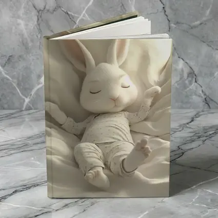 Sleeping Baby Bunny Cozy White Bedding