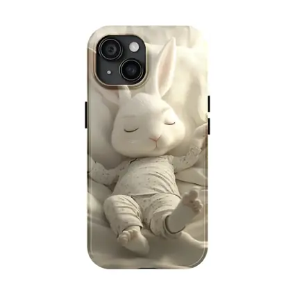 Sleeping Baby Bunny Cozy White Bedding