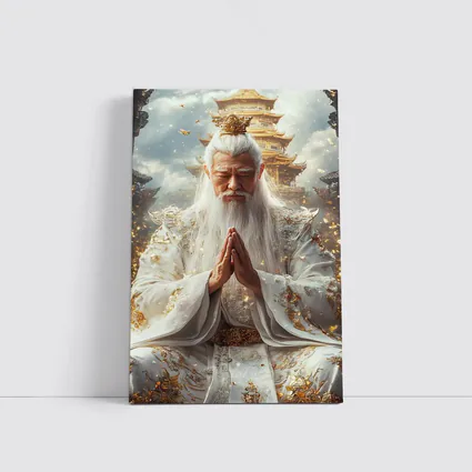 Ancient Wise God Praying Golden Temple