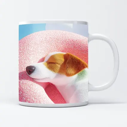 Jack Russell Terrier Sleeping On Pink Clouds