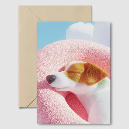 Jack Russell Terrier Sleeping On Pink Clouds
