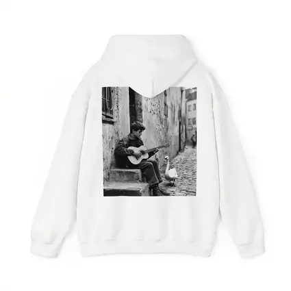 Boy Playing Guitar Cobblestone Alley Swan