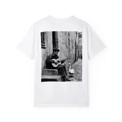 Boy Playing Guitar Cobblestone Alley Swan