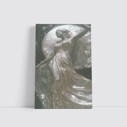 Silver Moon Goddess Dancing Starry Night Sky