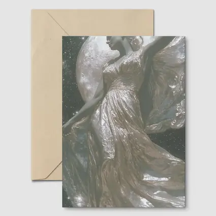 Silver Moon Goddess Dancing Starry Night Sky