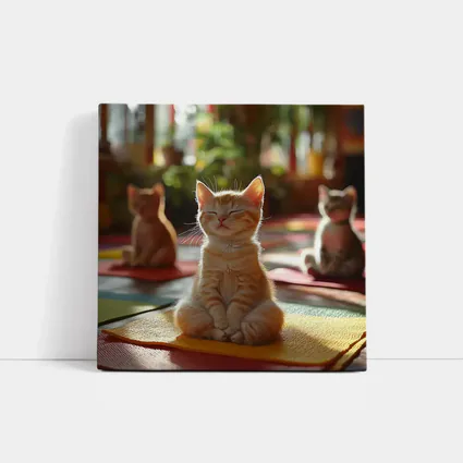 Meditating Kitten Yoga Studio Colorful Mats