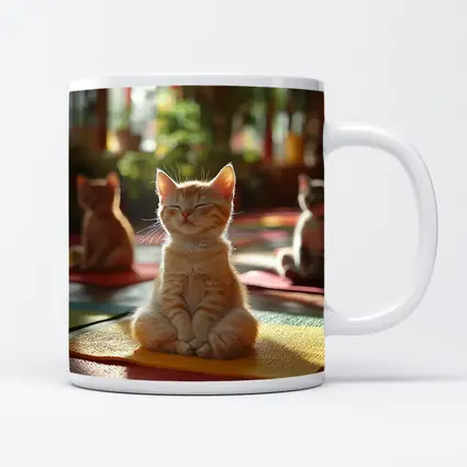 Meditating Kitten Yoga Studio Colorful Mats