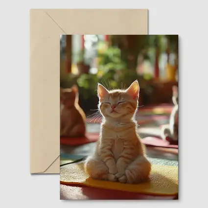 Meditating Kitten Yoga Studio Colorful Mats