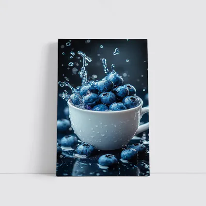 Fresh Blueberries Water Splash White Cup