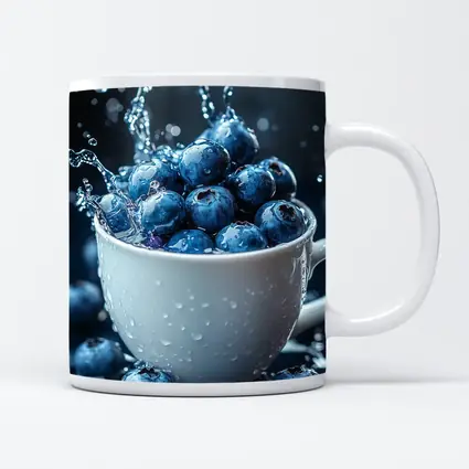 Fresh Blueberries Water Splash White Cup