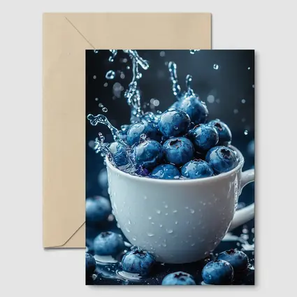 Fresh Blueberries Water Splash White Cup