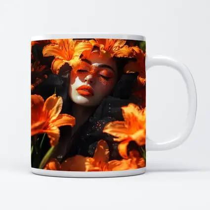 Woman Surrounded By Orange Lily Flowers