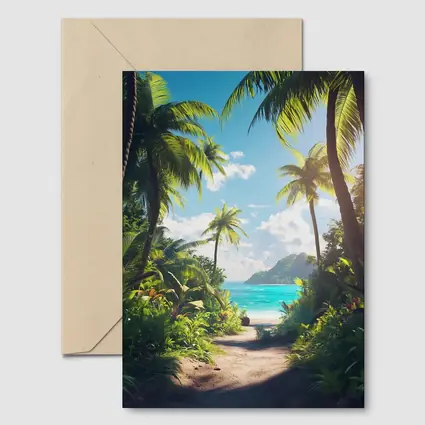 Tropical Beach Path Through Palm Trees