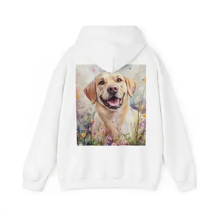 Yellow Labrador Retriever Watercolor Wildflower Field