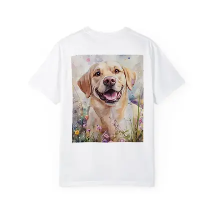 Yellow Labrador Retriever Watercolor Wildflower Field