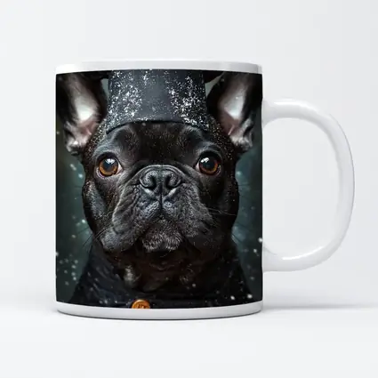 Black French Bulldog Chef Hat Dark Background
