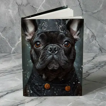 Black French Bulldog Chef Hat Dark Background