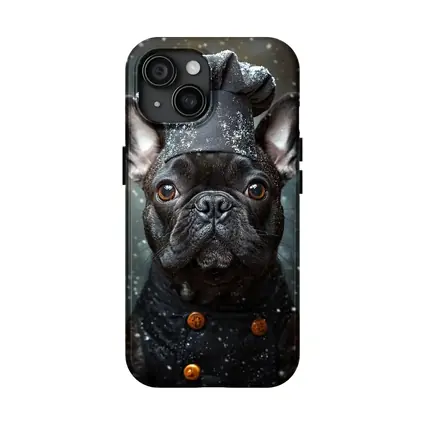 Black French Bulldog Chef Hat Dark Background