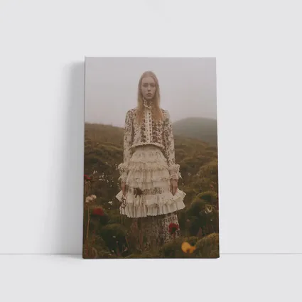 Boho Floral Dress Woman Misty Highland Field