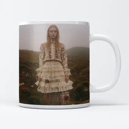 Boho Floral Dress Woman Misty Highland Field