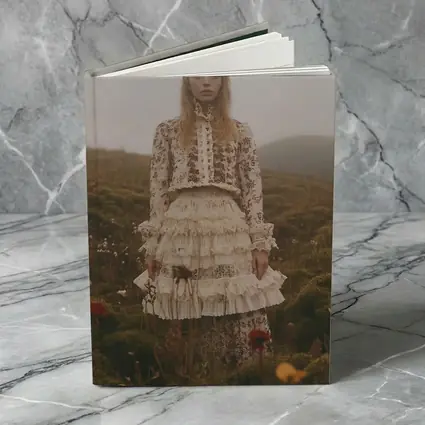 Boho Floral Dress Woman Misty Highland Field