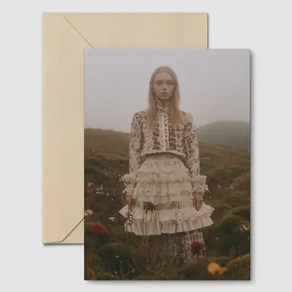 Boho Floral Dress Woman Misty Highland Field