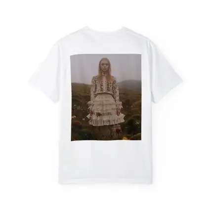 Boho Floral Dress Woman Misty Highland Field