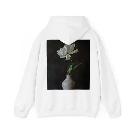 White Tulip In Rustic Ceramic Vase Dark