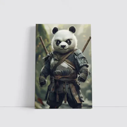 Warrior Panda Samurai In Forest Setting