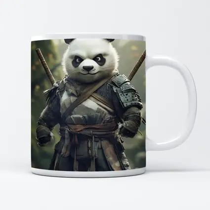 Warrior Panda Samurai In Forest Setting