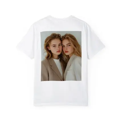 Two Young Women Beige Blazers White Background