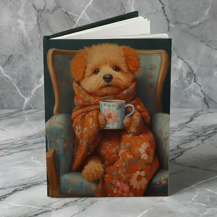 Fluffy Poodle Wrapped In Floral Blanket Chair