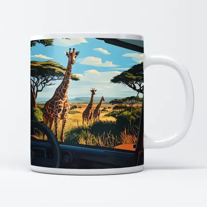 Giraffes Safari Savanna View From Jeep