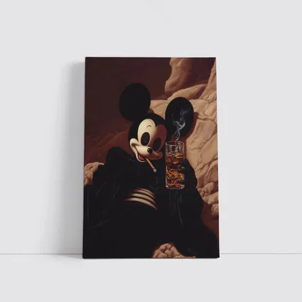 Mickey Mouse Smoking Cigar Whiskey Dark