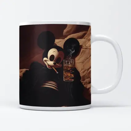 Mickey Mouse Smoking Cigar Whiskey Dark