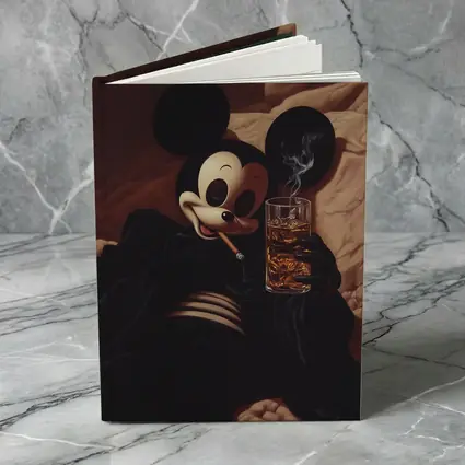 Mickey Mouse Smoking Cigar Whiskey Dark