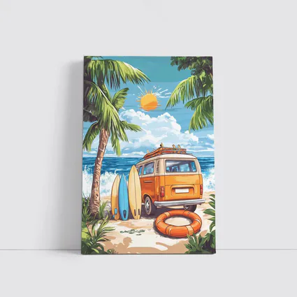 Retro Van Surfboards Tropical Beach Summer