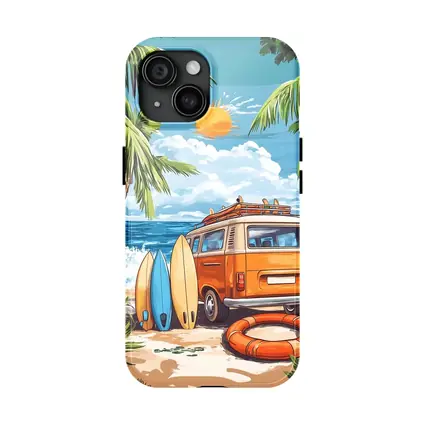 Retro Van Surfboards Tropical Beach Summer