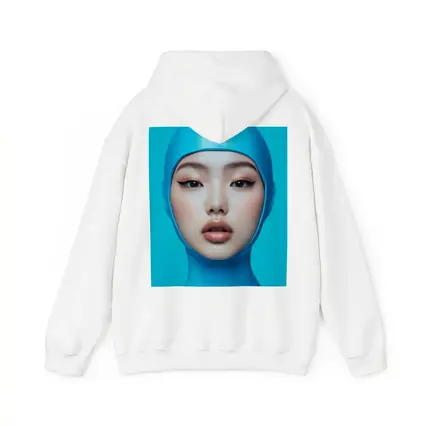 Asian Woman Blue Latex Hood Portrait