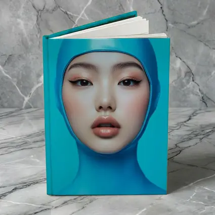 Asian Woman Blue Latex Hood Portrait